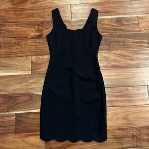 Scalloped neck little black dress